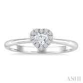 1/4 Ctw Heart and Round Cut Diamond Fashion Halo Ring in 14K White Gold