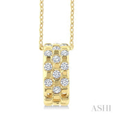 1/5 Ctw Round Cut Golden Glow Diamond Checkered Fashion Pendant With Chain in 10K Yellow Gold