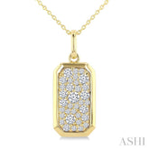 5/8 Ctw Elongated Octagon Shape Pave Set Round Cut Diamond Fashion Pendant With Chain in 14K Yellow Gold