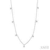 1/4 Ctw Mini Mount Round Cut Diamond Station Necklace in 14K White Gold
