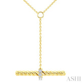 1/20 Ctw Round Cut Diamond T-Bar Fashion Rope Necklace in 10K Yellow Gold