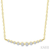 1/6 Ctw Curved Bar Round Cut Diamond Fashion Necklace in 10K Yellow Gold