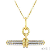 1/3 Ctw Round Cut Diamond T-Bar Fashion Pendant With Chain in 14K Yellow Gold