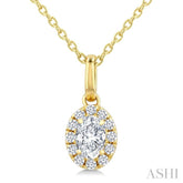1/4 Ctw Oval and Round Cut Diamond Fashion Halo Pendant With Chain in 14K Yellow Gold