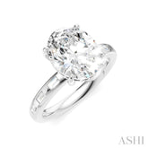 1/3 Ctw Akari Oval Shape Baguette and Round Cut Diamond Semi Mount Engagement Ring in 14K White Gold