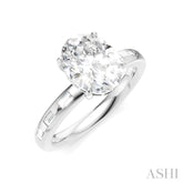 1/4 Ctw Oval Shape Baguette and Round Cut Diamond Semi-Mount Engagement Ring in 14K White Gold