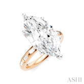 1/3 Ctw Marquise Shape Baguette and Round Cut Diamond Semi-Mount Engagement Ring in 14K Rose and White Gold