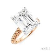 1/8 Ctw Emerald Shape Round Cut Diamond Akari Wheat Shank Semi-Mount Engagement Ring in 14K Rose and White Gold