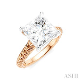 1/10 Ctw Princess Shape Round Cut Diamond Akari Wheat Shank Semi-Mount Engagement Ring in 14K Rose and White Gold