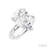 1/3 Ctw Pear Shape Baguette and Round Cut Diamond Semi-Mount Engagement Ring in 14K White Gold