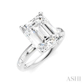 1/3 Ctw Emerald Shape Baguette and Round Cut Diamond Semi-Mount Engagement Ring in 14K White Gold