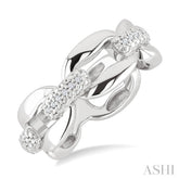 1/20 Ctw Round Cut Diamond Oval Shape D-Link Bold Fashion Ring in Sterling Silver