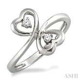 1/20 Ctw Round Cut Dual Heart Diamond Ring in 14K White Gold