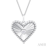 1/20 Ctw Heart fluted medallion Round Cut Diamond Pirouette Pendant With Chain in 10K White Gold