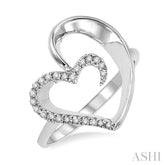 1/10 Ctw Round Cut Diamond Heart Shape Ring in 14K White Gold