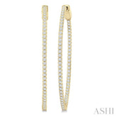 1 Ctw Inside-Out Round Cut Diamond 1/2-Inch Oval Hoop Earrings in 14K Yellow Gold