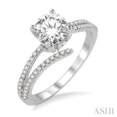3/4 Ctw Diamond Engagement Ring with 1/2 Ct Round Cut Center Stone in 14K White Gold