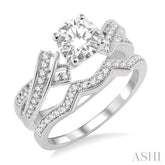1 Ctw Diamond Wedding Set with 3/4 Ctw Round Cut Engagement Ring and 1/5 Ctw Wedding Band in 14K White Gold