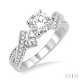 3/4 Ctw Diamond Engagement Ring with 1/2 Ct Round Cut Center Stone in 14K White Gold