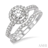 1 Ctw Diamond Wedding Set with 3/4 Ctw Round Cut Engagement Ring and 1/5 Ctw Wedding Band in 14K White Gold