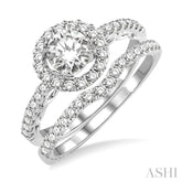 1 Ctw Diamond Wedding Set with 3/4 Ctw Round Cut Engagement Ring and 1/5 Ctw Wedding Band in 14K White Gold
