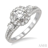 3/4 Ctw Diamond Engagement Ring with 1/3 Ct Round Cut Center Stone in 14K White Gold