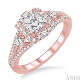 1/2 Ctw Diamond Semi-Mount Engagement Ring in 14K Rose Gold