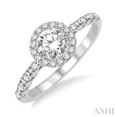 1/2 Ctw Diamond Engagement Ring with 1/4 Ct Round Cut Center Stone in 14K White Gold