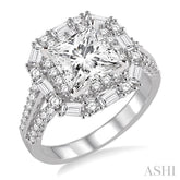1 1/6 Ctw Diamond Semi-mount Engagement Ring in 14K White Gold