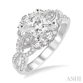 5/8 Ctw Diamond Semi-mount Engagement Ring in 14K White Gold