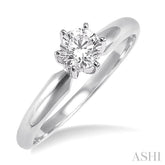 3/8 Ctw Round Cut Diamond Solitaire Ring in 14K White Gold