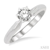 1/2 Ctw Round Cut Diamond Solitaire Ring in 14K White Gold