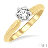1/2 Ctw Round Cut Diamond Solitaire Ring in 14K Yellow Gold
