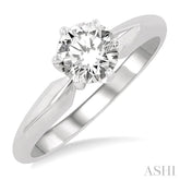 3/4 Ctw Round Cut Diamond Solitaire Ring in 14K White Gold