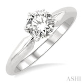 3/4 Ctw Round Cut Diamond Solitaire Ring in 14K White Gold