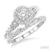 5/8 Ctw Diamond Wedding Set with 5/8 Ctw Round Cut Engagement Ring and 1/50 Ctw Wedding Band in 14K White Gold