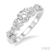 1/2 Ctw Diamond Engagement Ring with 3/8 Ct Round Cut Center Stone in 14K White Gold