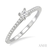 1/3 Ctw Diamond Engagement Ring with 1/5 Ct Princess Cut Center Stone in 14K White Gold