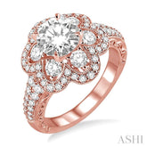 1 1/5 Ctw Diamond Semi-Mount Engagement Ring in 14K Rose Gold