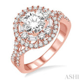 1 Ctw Diamond Semi-Mount Engagement Ring in 14K Rose Gold