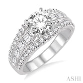 7/8 Ctw Diamond Semi-Mount Engagement Ring in 14K White Gold