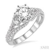 5/8 Ctw Diamond Semi-Mount Engagement Ring in 14K White Gold
