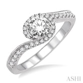 1/2 Ctw Diamond Engagement Ring with 1/5 Ct Round Cut Center Stone in 14K White Gold