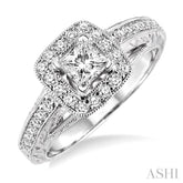 1/3 Ctw Round Cut Diamond Semi-Mount Engagement Ring in 14K White Gold