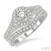 5/8 Ctw Diamond Wedding Set with 1/2 Ctw Round Cut Engagement Ring and 1/6 Ctw Wedding Band in 14K White Gold