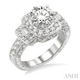 1 Ctw Diamond Semi-Mount Engagement Ring in 14K White Gold