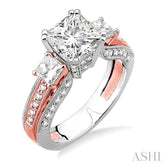 1 1/4 ctw Diamond Semi-Mount Engagement Ring in 18K White and Rose Gold
