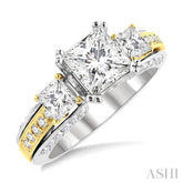 1 1/4 Ctw Diamond Semi-Mount Engagement Ring in 18K White and Yellow Gold