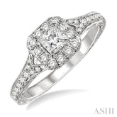 1/3 Ctw Round Cut Diamond Semi-Mount Engagement Ring in 14K White Gold