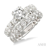 3 Ctw Diamond Wedding Set with 1 3/4 Ctw Round Cut Engagement Ring and 1 1/5 Ctw Wedding Band in 14K White Gold